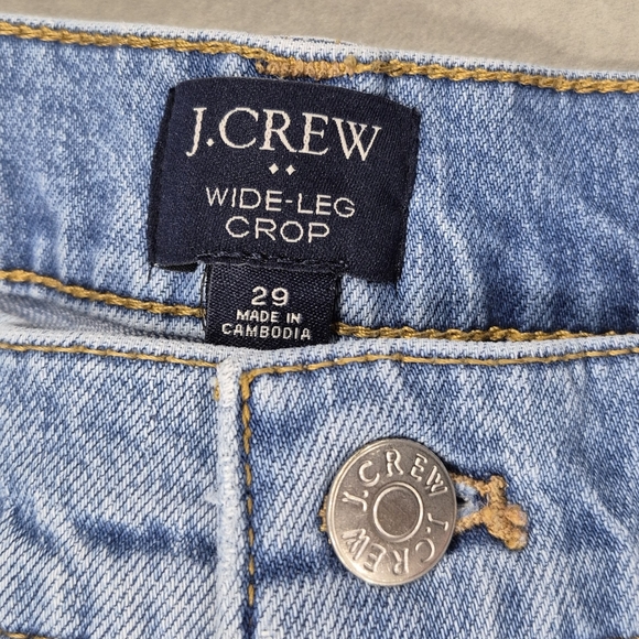 J Crew jeans women's 29 Wide Leg Crop raw hem stretch high rise - Picture 8 of 12